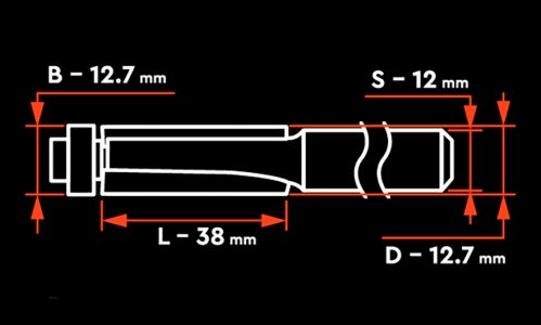 Характеристика товара «Фреза Dnipro-M B0106 12х12,7х12,7х L-38, прямая пазовая, нижний подшипник» - фото №1