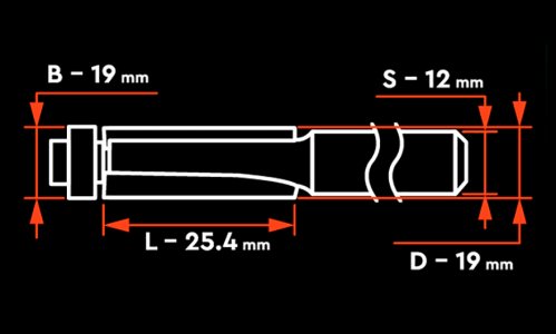 Характеристика товара «Фреза Dnipro-M B0108 12х19х19х L-25,4, прямая пазовая, нижний подшипник» - фото №1