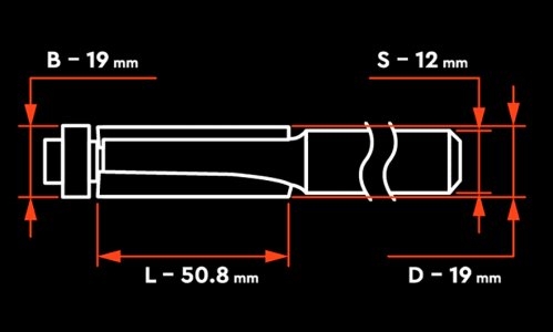 Характеристика товара «Фреза Dnipro-M B0109 12х19х19х L-50,8, прямая пазовая, нижний подшипник» - фото №1