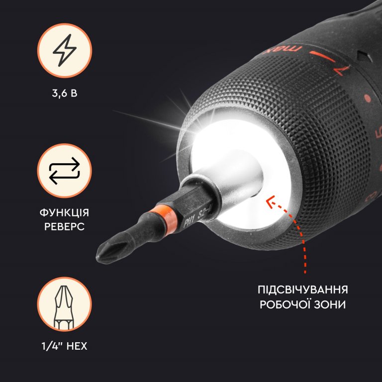 Акционный набор: Аккумуляторная отвертка Dnipro-M CSD-40X + Акционный набор: Аккумуляторная отвертка Dnipro-M CSD-40X +