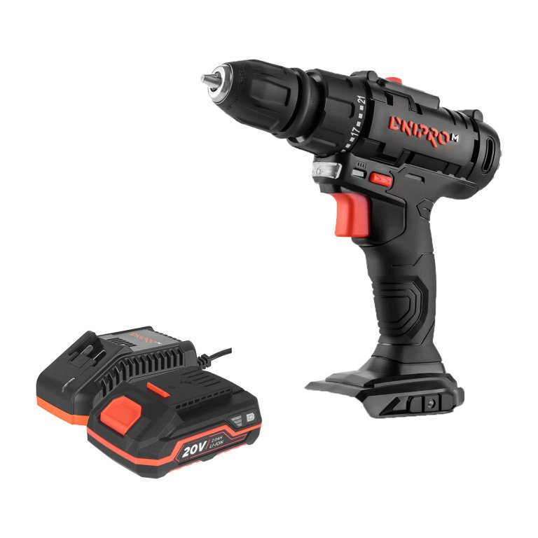 Акумуляторнийдриль-шуруповертDnipro-MCD-218Q+АкумуляторнабатареяBP-220+ЗаряднийпристрійFC-230