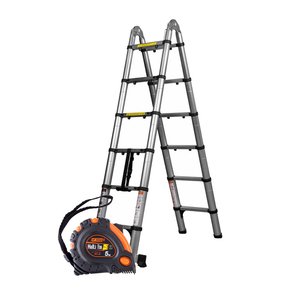 Лестница алюминиевая телескопическая Dnipro-M DTP-238 3.8 м + Рулетка Multi Fix 5 м