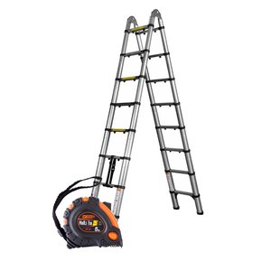 Лестница алюминиевая телескопическая Dnipro-M DTP-250 5 м + Рулетка Multi Fix 5 м