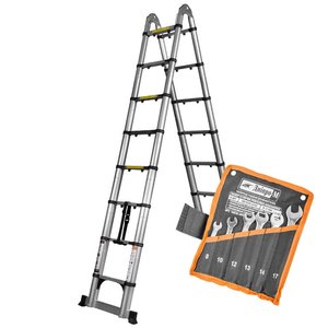 Лестница алюминиевая телескопическая Dnipro-M DTP-250 5 м + Подарок