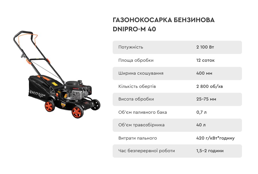 Бензинова газонокосарка Dnipro-M 40