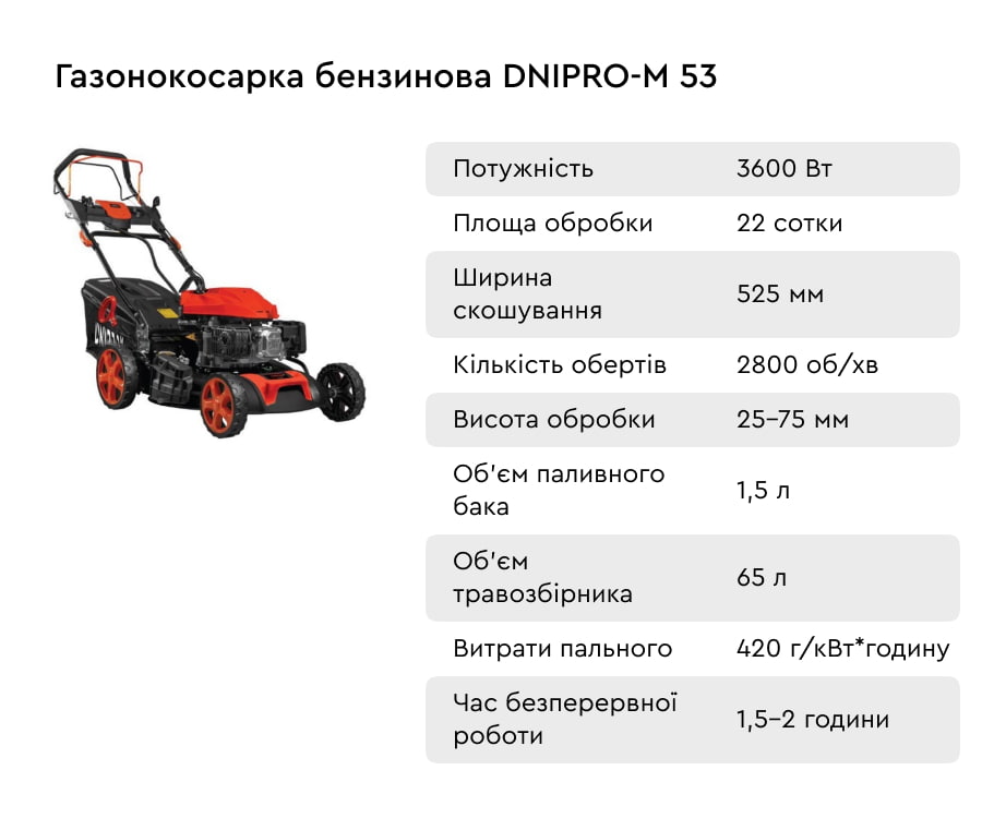 Бензинова газонокосарка Dnipro-M 53