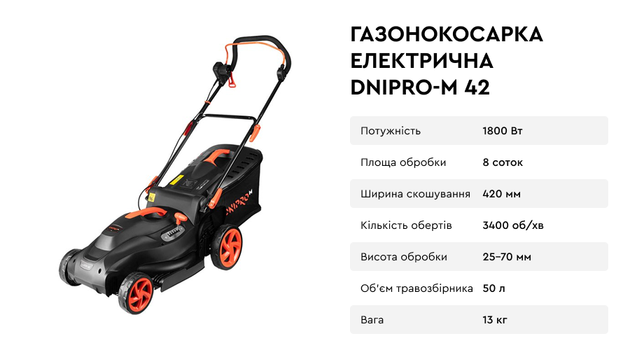 Електрична газонокосарка Dnipro-M 42