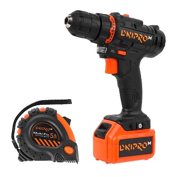 Акумуляторний дриль-шуруповерт Dnipro-M CD-182 + Рулетка Multi Fix 5 м*25 мм Акумуляторний дриль-шуруповерт Dnipro-M CD-182 + Рулетка Multi Fix 5 м*25 мм