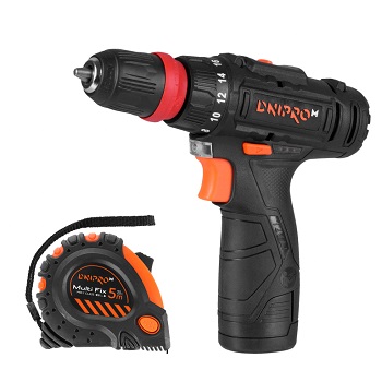 Акумуляторний дриль-шуруповерт Dnipro-M CD-123QS + Рулетка Multi Fix 5 м*25 мм Акумуляторний дриль-шуруповерт Dnipro-M CD-123QS + Рулетка Multi Fix 5 м*25 мм